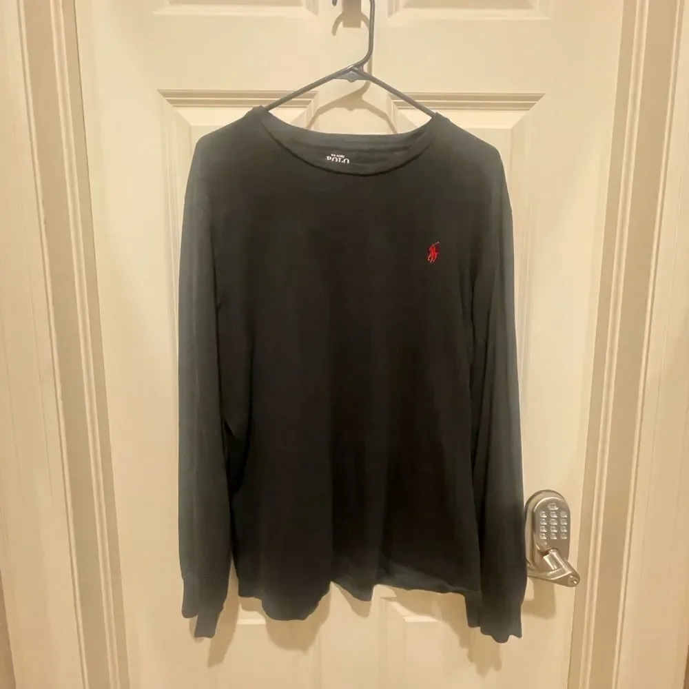 Polo Size L Long Sleeve Black Tee with Red Polo
